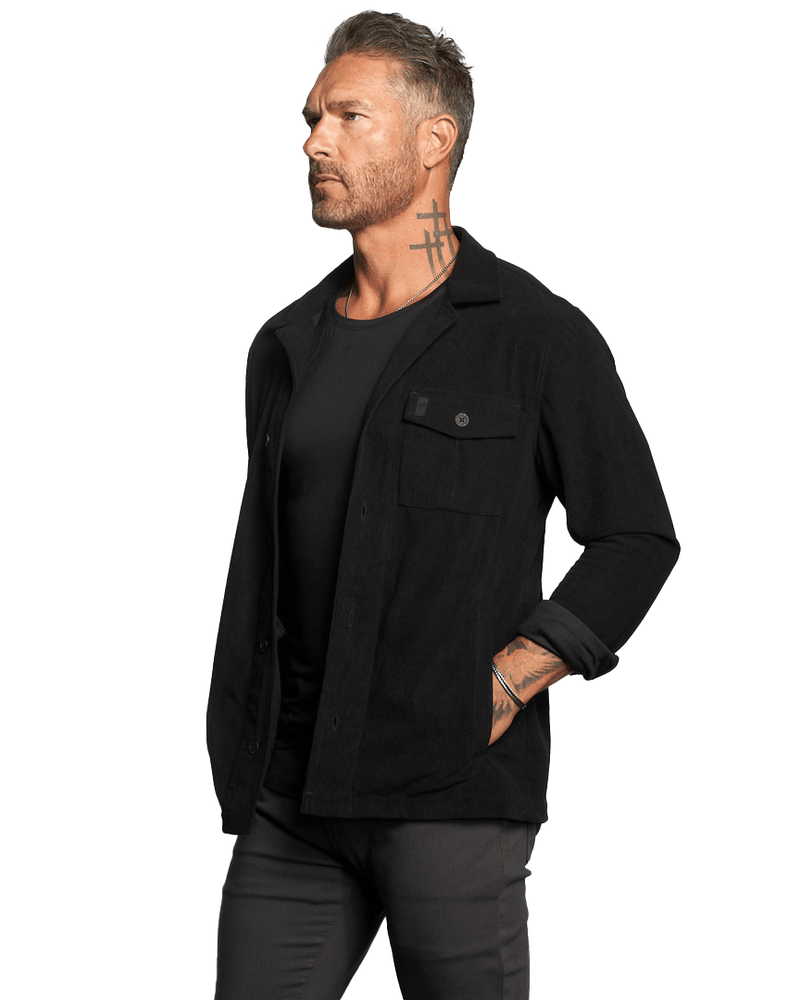 Stellan Corduroy Overshirt as cardigan-style layering