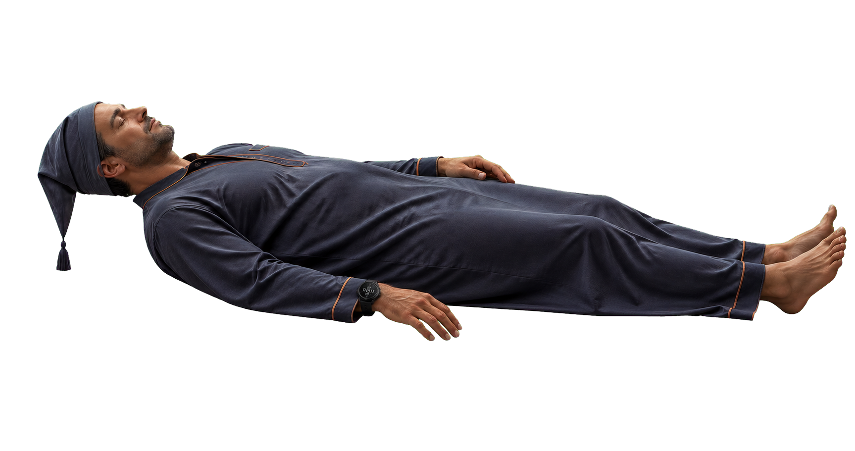 Sleeping father wearing a Garmin watch