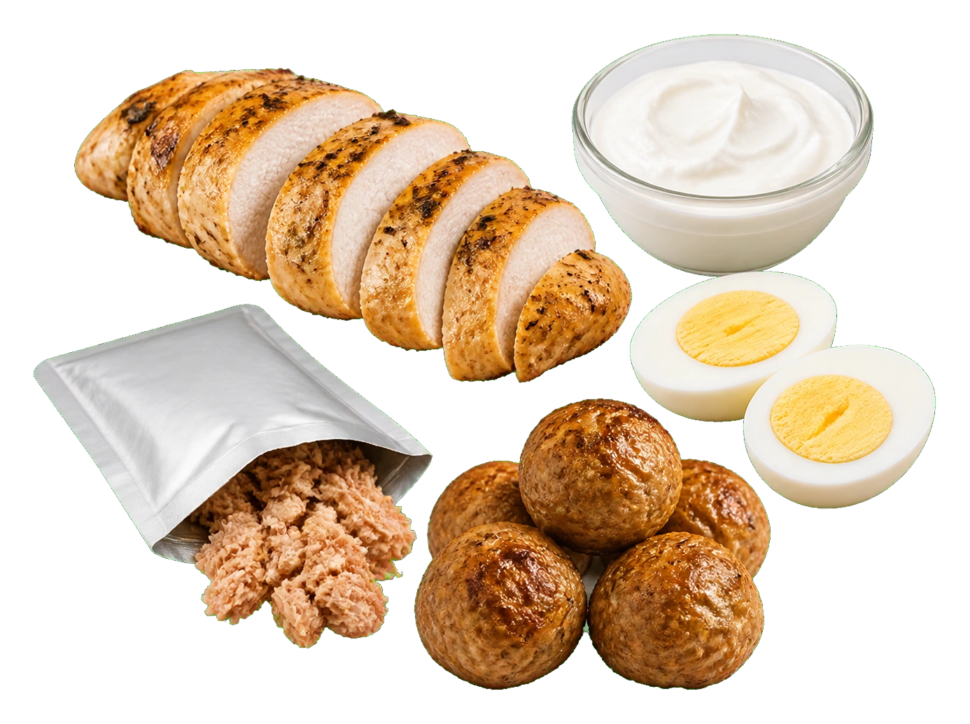 Protein anchor ingredients for meal prep and satiety
